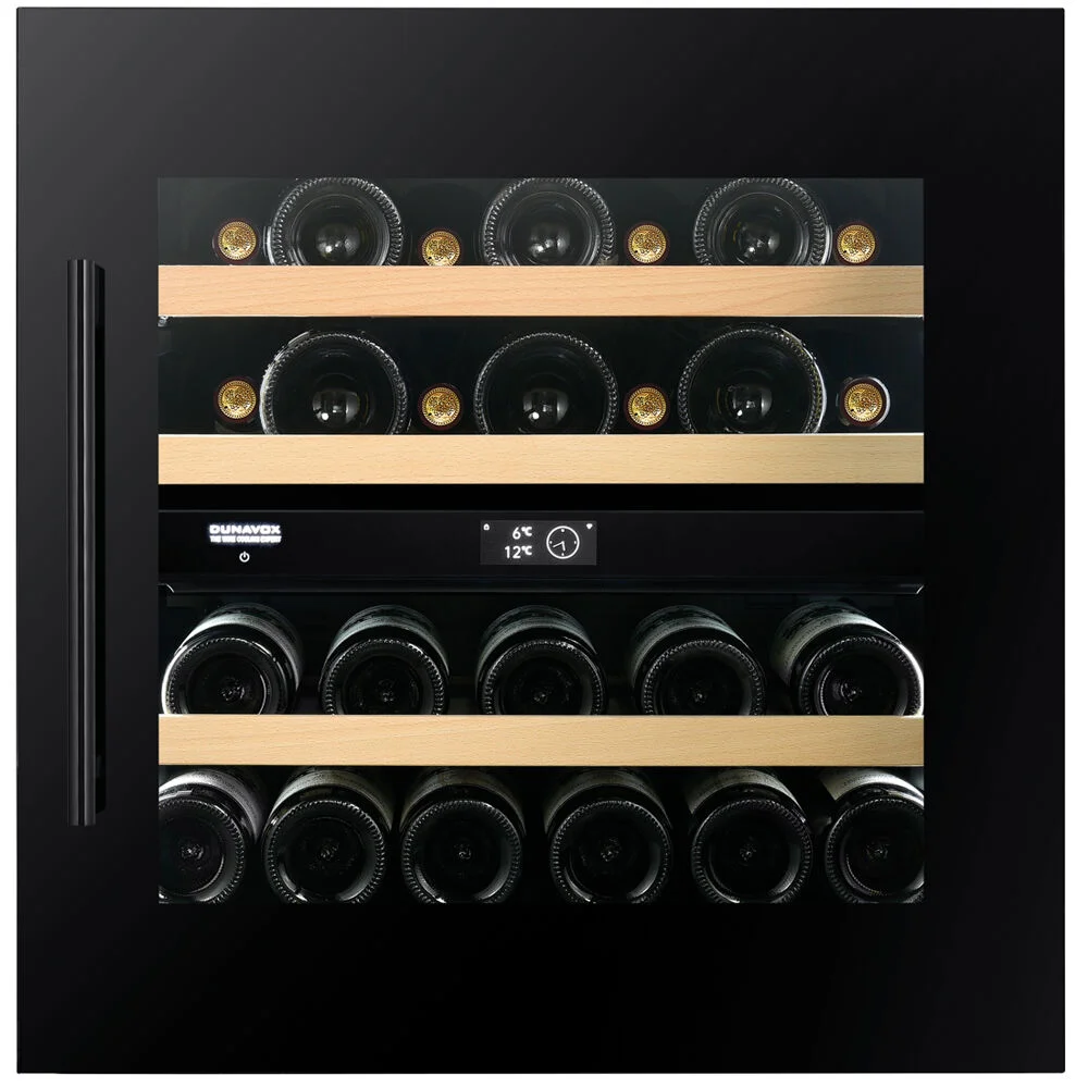 DUNAVOX Prime 25 | 25-Bottle Dual-Zone Wine Cooler with Handle